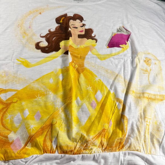 Disney Belle Blouse Womens Princess Top Beauty Beast Book Gown Waistband Shirt - Picture 16 of 16
